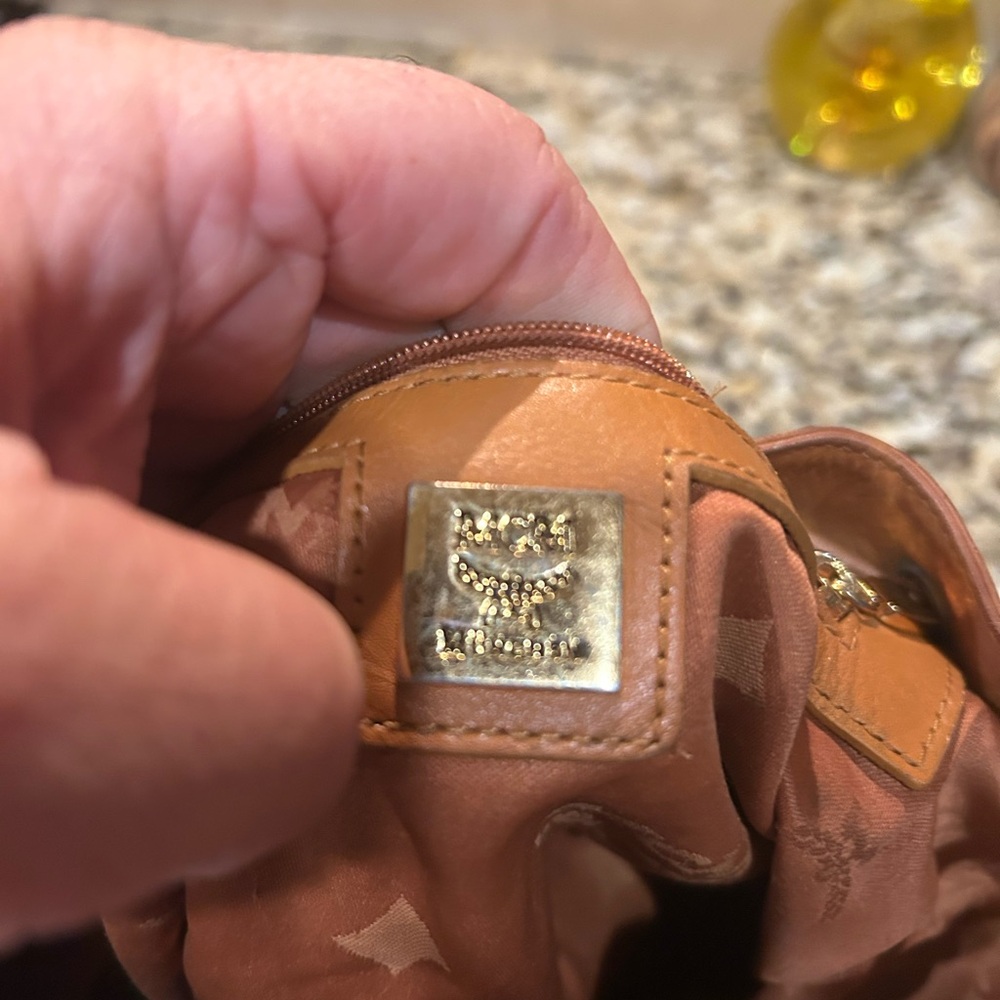 MCM Visetos Cognac Nappa Leather Monogram Drawstring Bucket Bag.  Authentic! - Picture 12 of 12